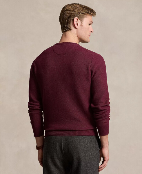 Men's Textured Cotton Crewneck Sweater Red - 2