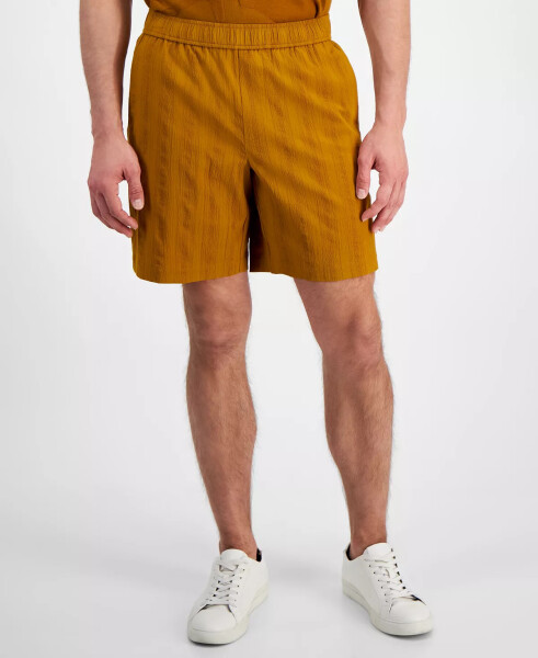 Men's Textured Cotton Drawstring Three-Pocket Shorts, Created for Modazone Light Amber - 1