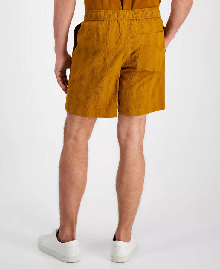 Men's Textured Cotton Drawstring Three-Pocket Shorts, Created for Modazone Light Amber - 2