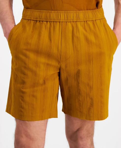 Men's Textured Cotton Drawstring Three-Pocket Shorts, Created for Modazone Light Amber - 3