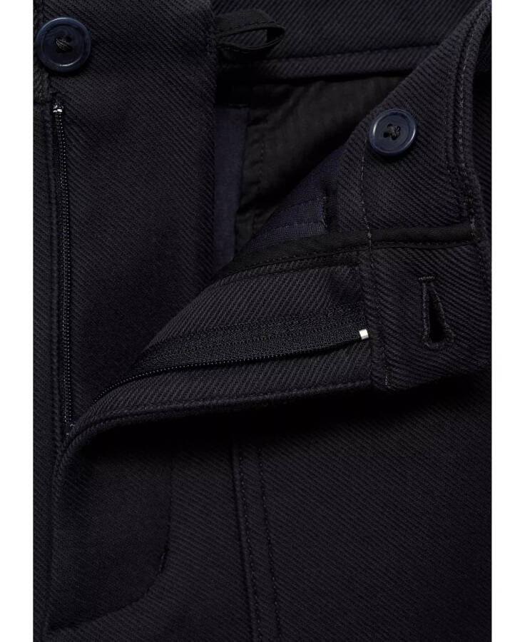 Men's Textured Cotton Pants Dark Navy - 3