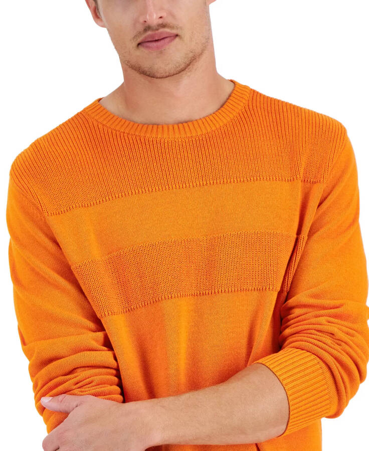 Men's Textured Cotton Sweater, Created for Modazone - Campfire Orange - 3