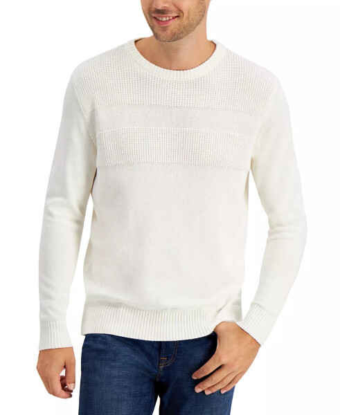 Men's Textured Cotton Sweater, Created for Modazone Winter Ivory - 1