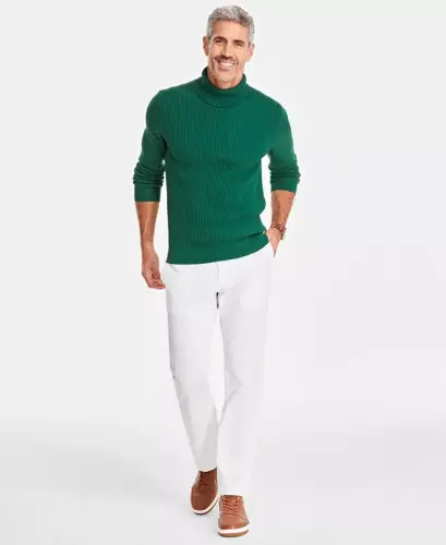 Men's Textured Cotton Turtleneck Sweater, Created for Modazone - Bonsai - 3