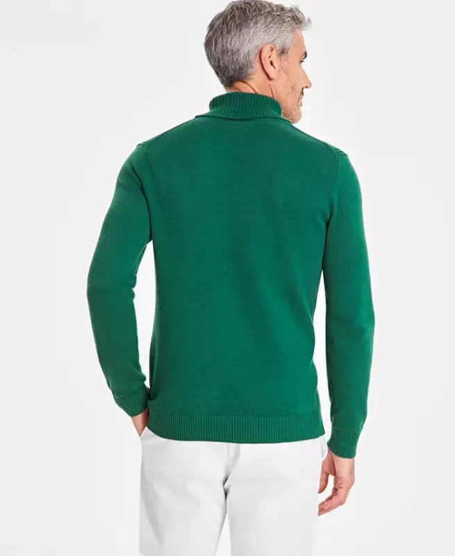 Men's Textured Cotton Turtleneck Sweater, Created for Modazone - Bonsai - 5