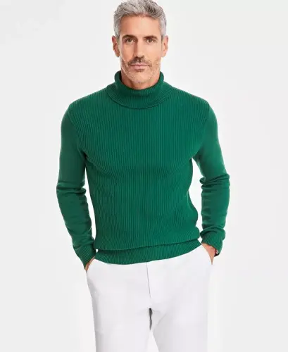 Men's Textured Cotton Turtleneck Sweater, Created for Modazone - Bonsai 