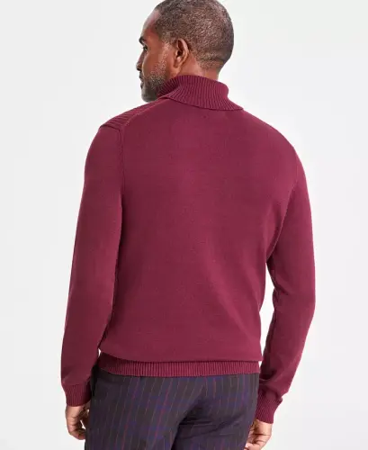 Men's Textured Cotton Turtleneck Sweater, Created for Modazone - Red Plum - CLUB ROOM (1)