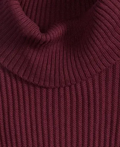 Men's Textured Cotton Turtleneck Sweater, Created for Modazone - Red Plum - 3