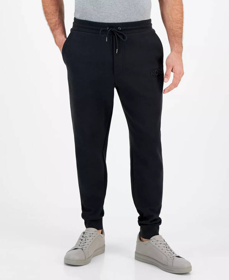 Men's Textured-Logo Jogger Pants Black - 1