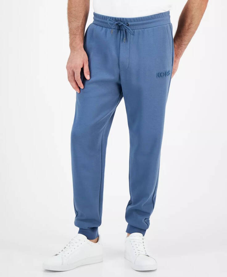 Men's Textured-Logo Jogger Pants Dark Chambray - 1