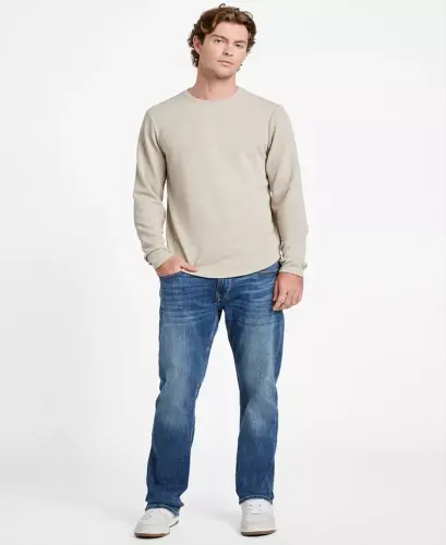 Men's Textured Long-Sleeve T-Shirt - Pasedena Stone - 2