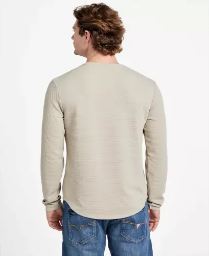 Men's Textured Long-Sleeve T-Shirt - Pasedena Stone - 3