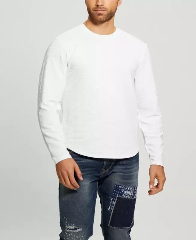 Men's Textured Long-Sleeve T-Shirt - Pure White - GUESS