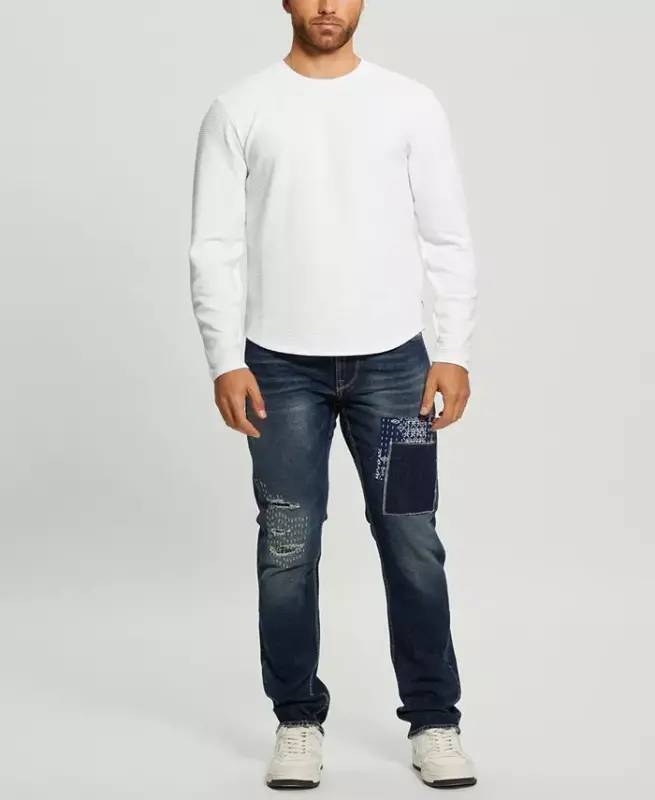Men's Textured Long-Sleeve T-Shirt - Pure White - 2