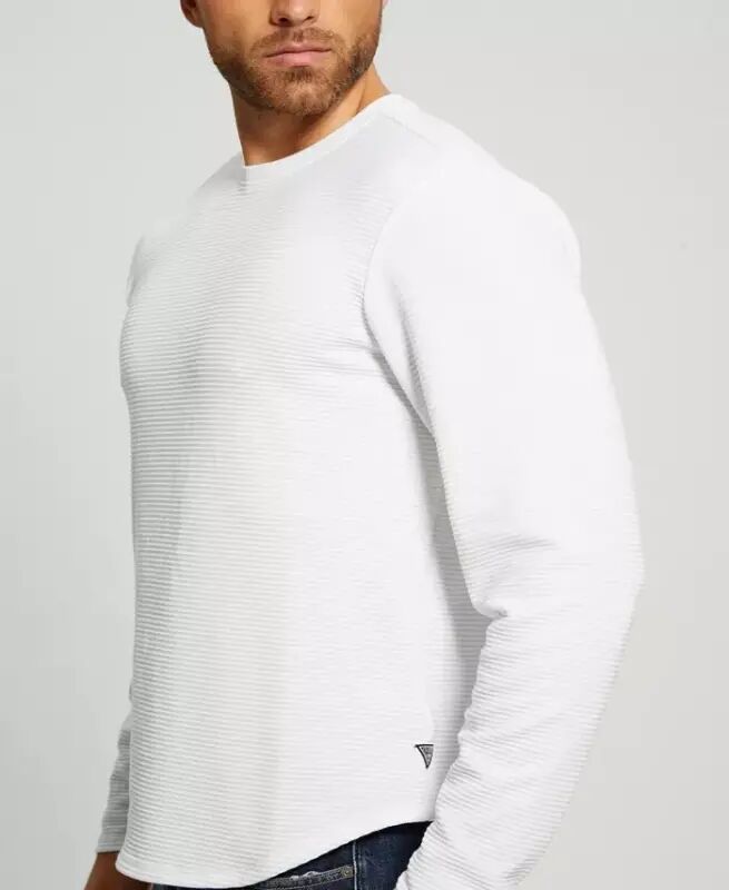 Men's Textured Long-Sleeve T-Shirt - Pure White - 3