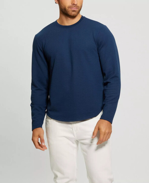 Men's Textured Long-Sleeve T-shirt Silk Blue - 1