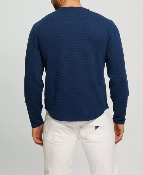 Men's Textured Long-Sleeve T-shirt Silk Blue - 2