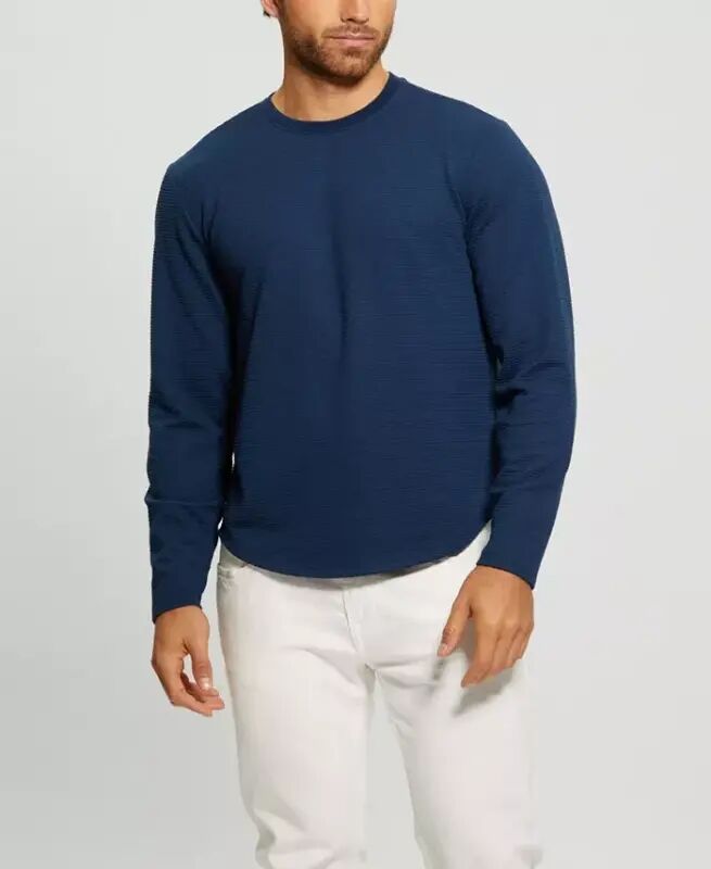Men's Textured Long-Sleeve T-Shirt - Silk Blue - GUESS