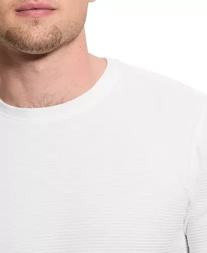 Men's Textured Solid T-Shirt - White - GUESS (1)