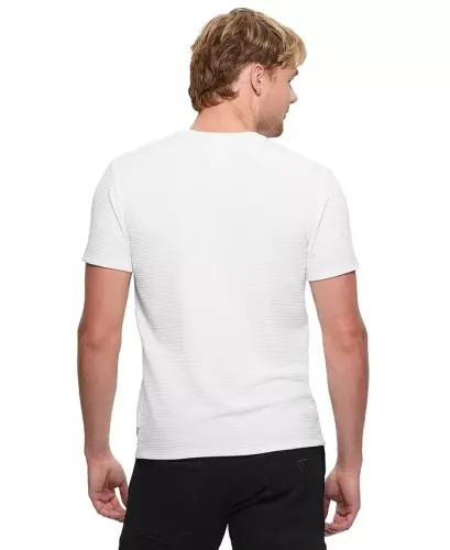 Men's Textured Stripe T-Shirt-White - 13