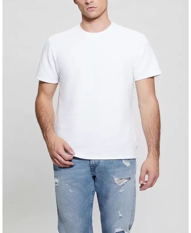 Men's Textured Stripe T-Shirt-White - 2