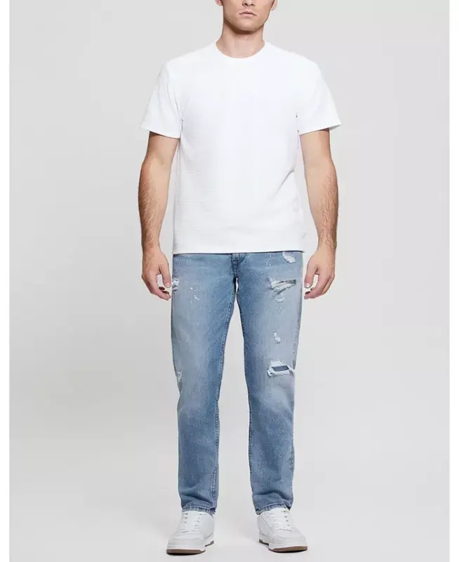 Men's Textured Stripe T-Shirt-White - 3