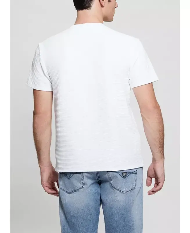 Men's Textured Stripe T-Shirt-White - 4