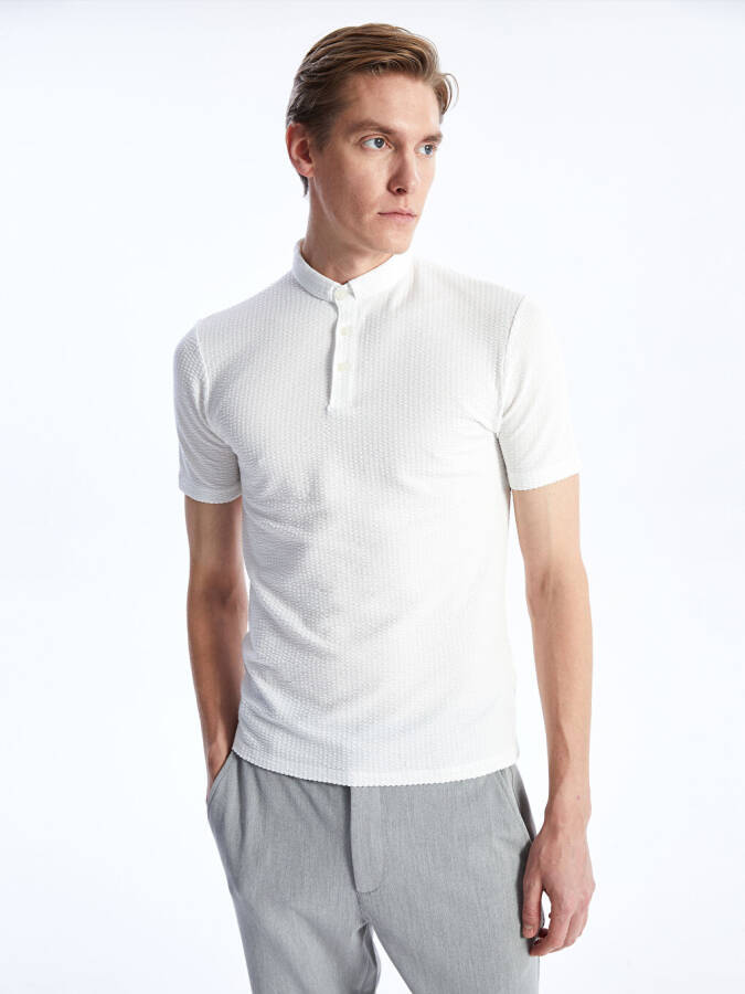 Men's Textured T-Shirt with Crew Neck and Short Sleeves - 9