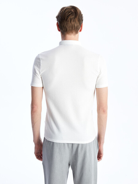 Men's Textured T-Shirt with Crew Neck and Short Sleeves - 5