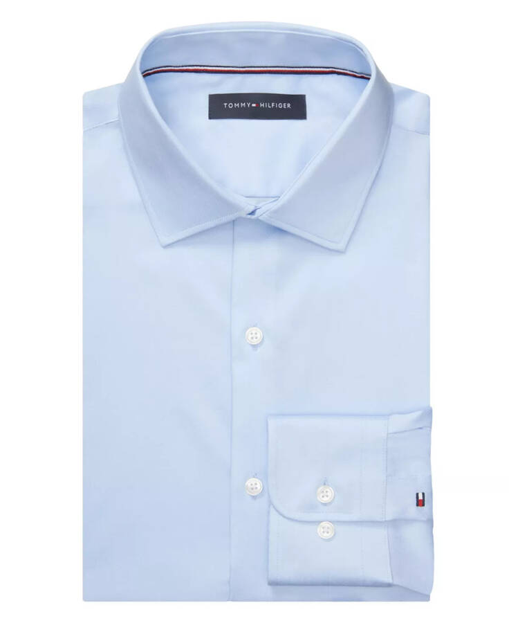 Men's TH Flex Slim Fit Wrinkle Free Stretch Twill Dress Shirt TH Light Blue - 3