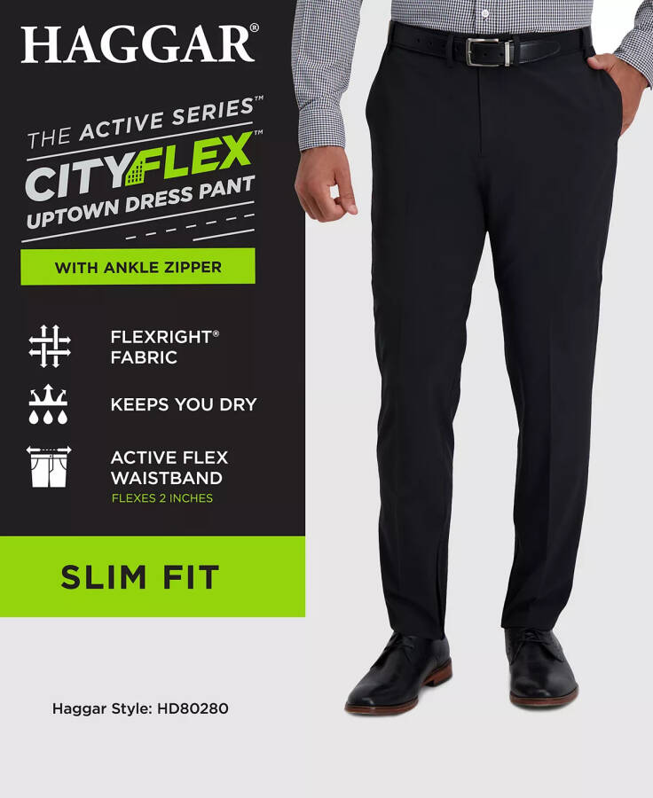 Men's The Active Series Uptown Slim-Fit Solid Dress Pants Black - 8