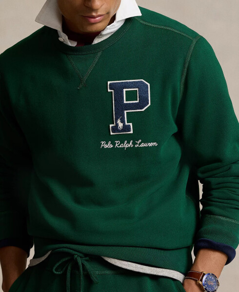 Men's The RL Fleece Letterman Sweatshirt Green - 3