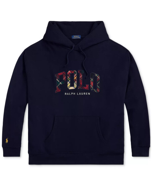 Men's The RL Fleece Plaid-Logo Hoodie Navy - 3