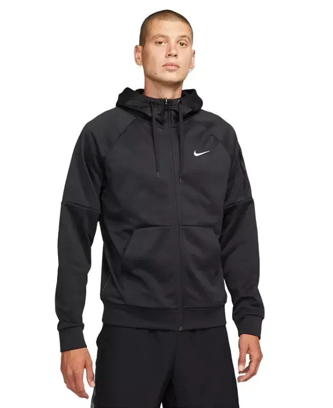 Men's Therma-FIT Full-Zip Logo Hoodie - Black - 1