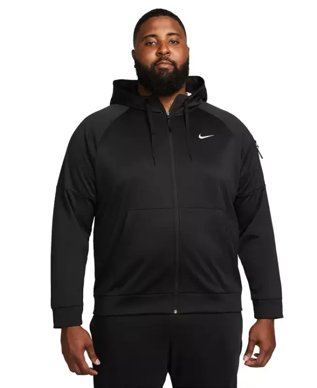 Men's Therma-FIT Full-Zip Logo Hoodie - Black - 2