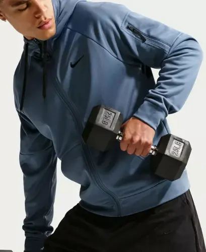 Men's Therma-FIT Full-Zip Logo Hoodie - Diffused Blue - 3