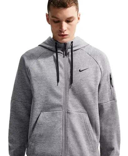 Men's Therma-FIT Full-Zip Logo Hoodie - Dark Gray Heather - 2
