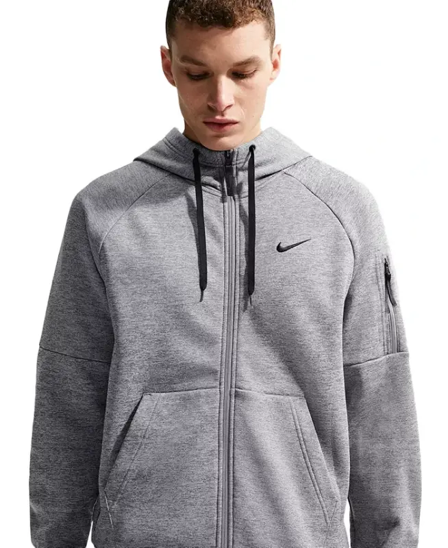 Men's Therma-FIT Full-Zip Logo Hoodie - Dark Gray Heather - 2