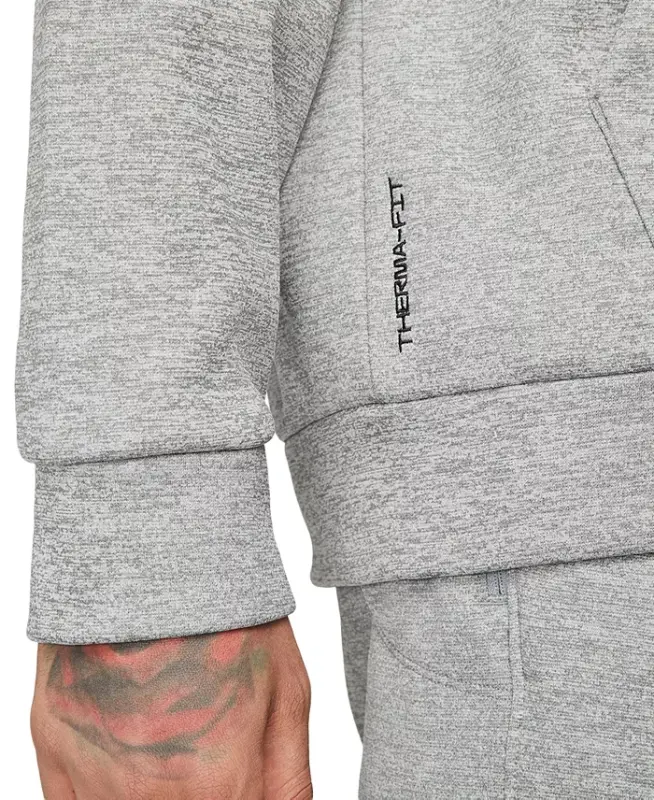 Men's Therma-FIT Full-Zip Logo Hoodie - Dark Gray Heather - 6