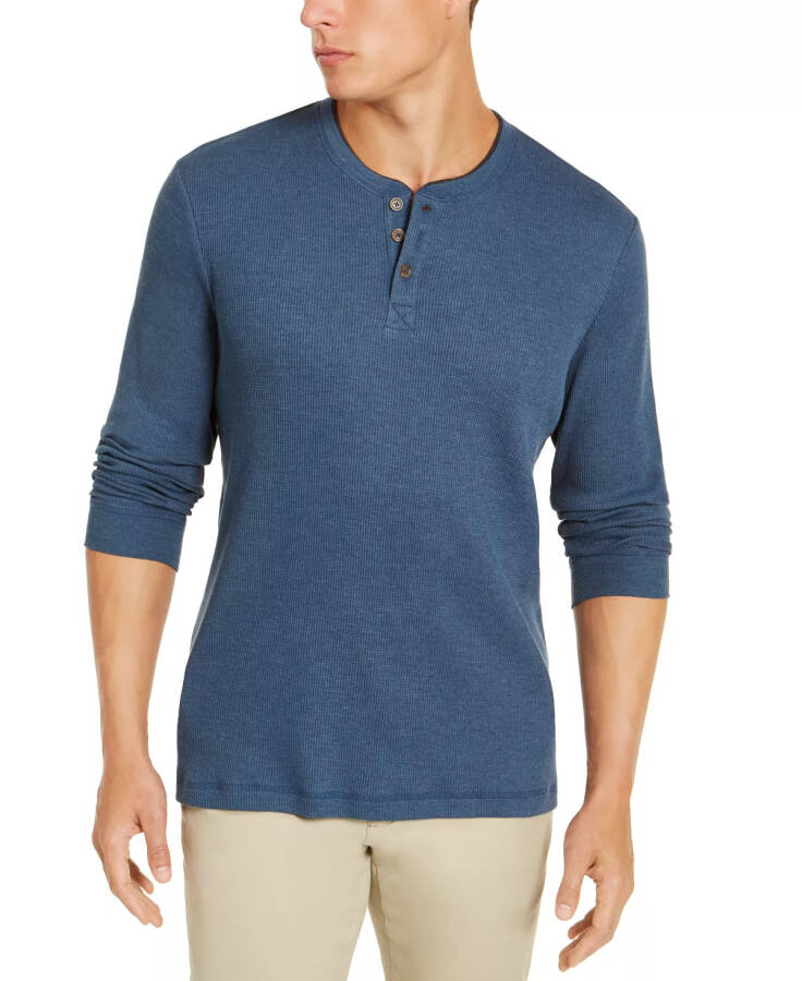 Men's Thermal Henley Shirt, Created for Modazone Blue Wing - 3