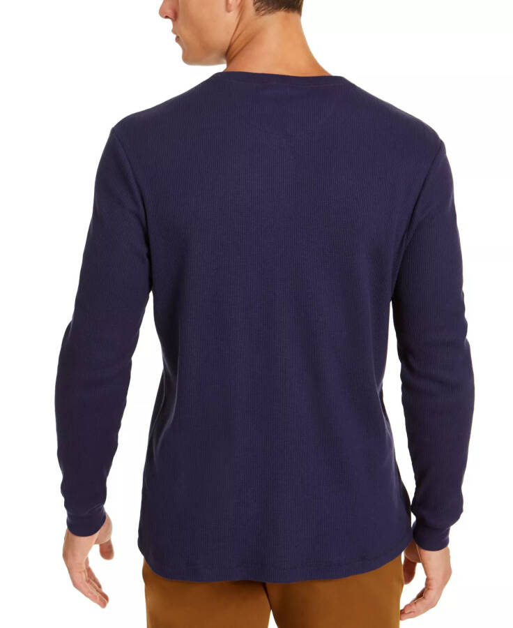 Men's Thermal Henley Shirt, Created for Modazone Navy Blue - 5