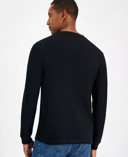 Men's Thermal Long-Sleeve Henley, Created for Modazone - Deep Black - CLUB ROOM (1)