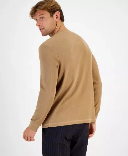 Men's Thermal Long-Sleeve Henley, Created for Modazone - Moca - CLUB ROOM (1)