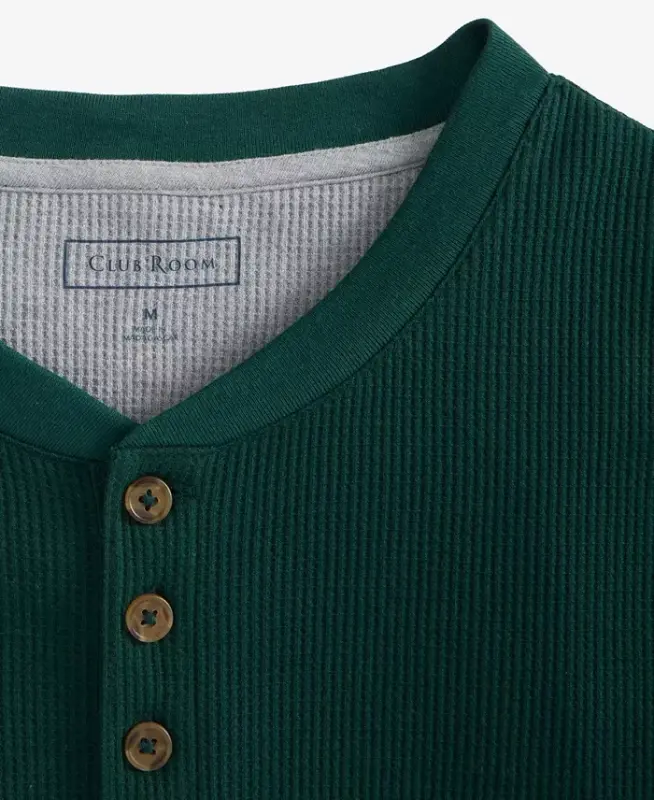 Men's Thermal Long-Sleeve Henley, Created for Modazone - Pine Grove - 3