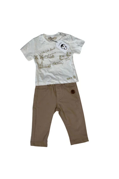 Men's Three-Piece Palm Print Muslin Shirt Set - MİNİKAYA (1)