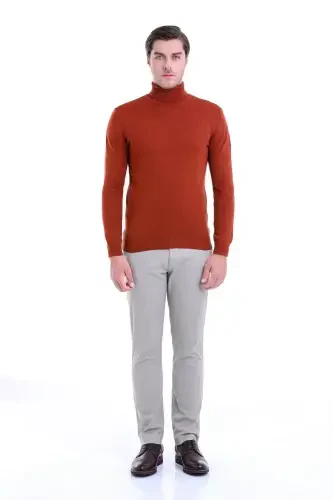 Men's Tile Regular Fit Plain Fisherman's Collar Knitwear K - HATEMOĞLU (1)