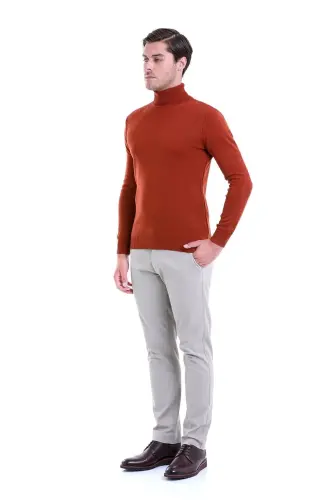 Men's Tile Regular Fit Plain Fisherman's Collar Knitwear K - 3