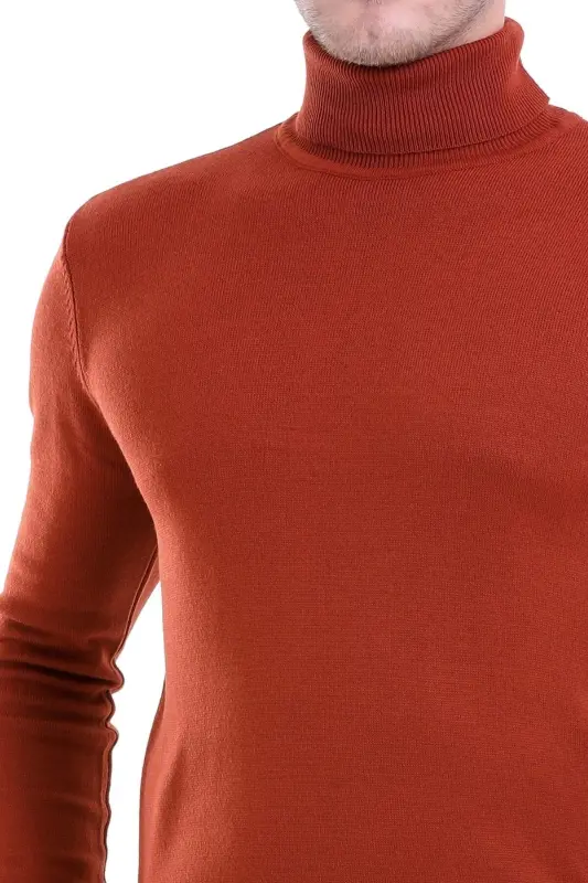 Men's Tile Regular Fit Plain Fisherman's Collar Knitwear K - 4