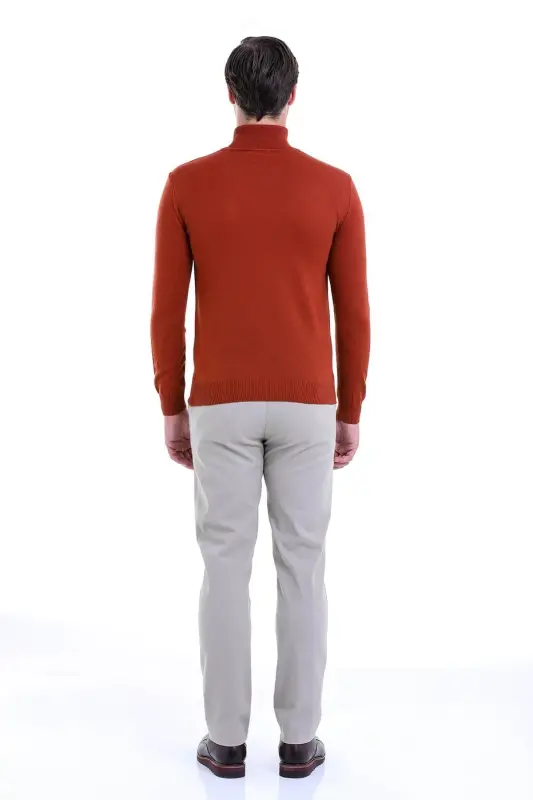 Men's Tile Regular Fit Plain Fisherman's Collar Knitwear K - 5