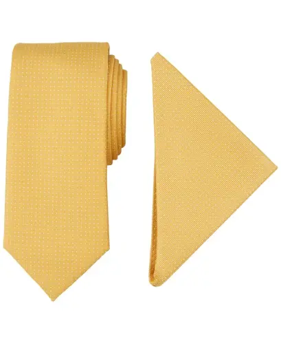 Men's Tjorn Dot Te & Pocket Square Set-Yellow 